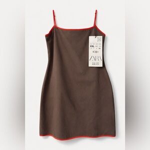 Zara Chocolate Brown Chemise with Red Trim